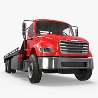 Heavy Duty Flatbed Truck Vehicle Red Simplified