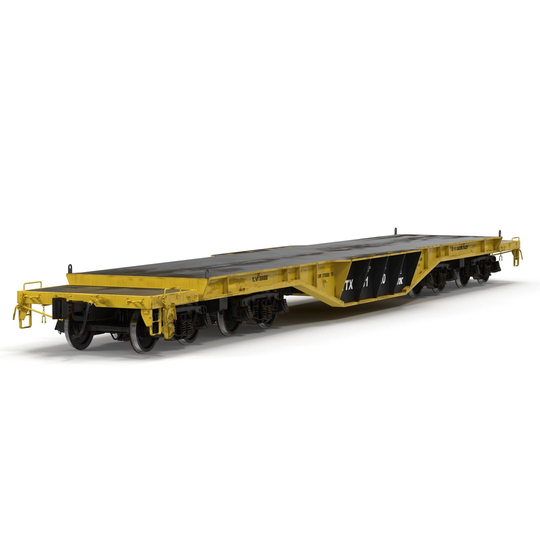 Heavy Duty Flat Car QTTX131 Yellow 3D model preview