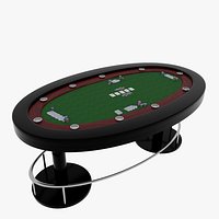 Poker table with cards and poker chips