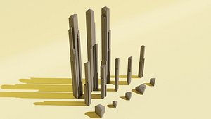 3D model long crystals low-poly pack