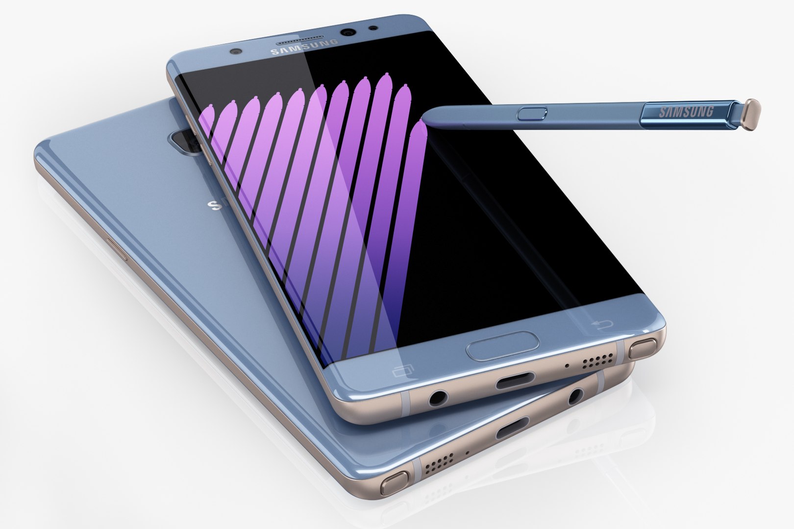 3d samsung galaxy note7 blue model