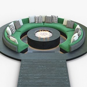 CIRCULAR POOL LOUNGE FIRE PIT