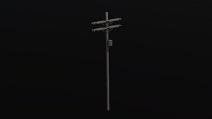 3D Power and Telephone Pole 4K