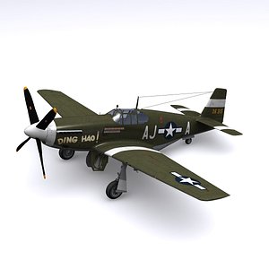 3d model of p-51 fighter p-51b lt