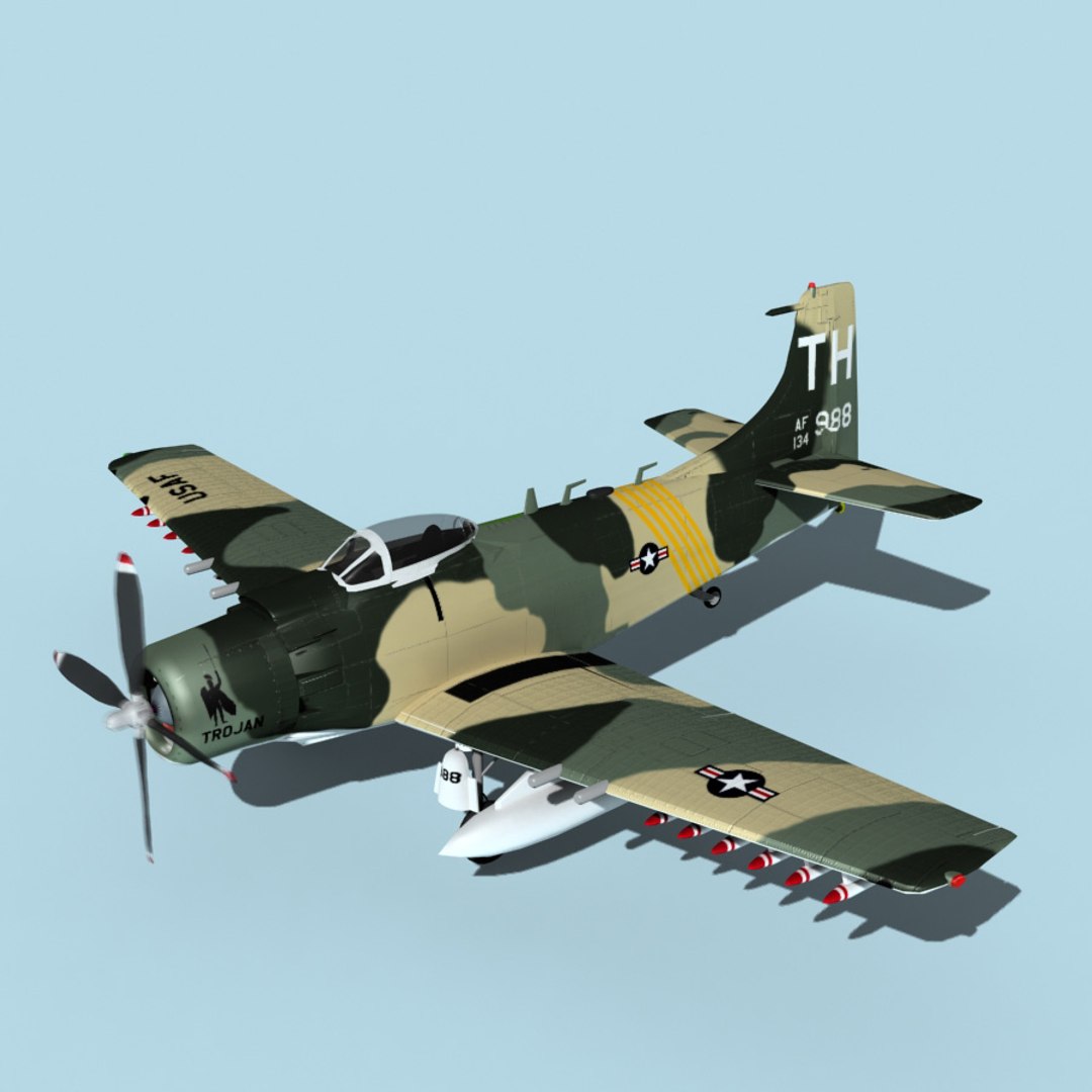 Skyraider Douglas A-1 Usaf 3D Model - TurboSquid 1488641