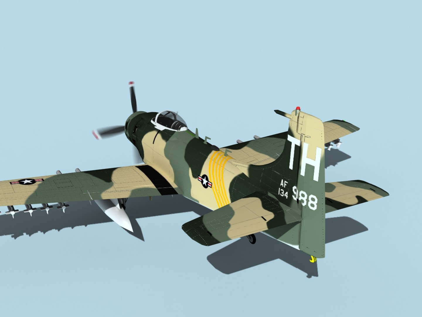 Skyraider Douglas A-1 Usaf 3D Model - TurboSquid 1488641