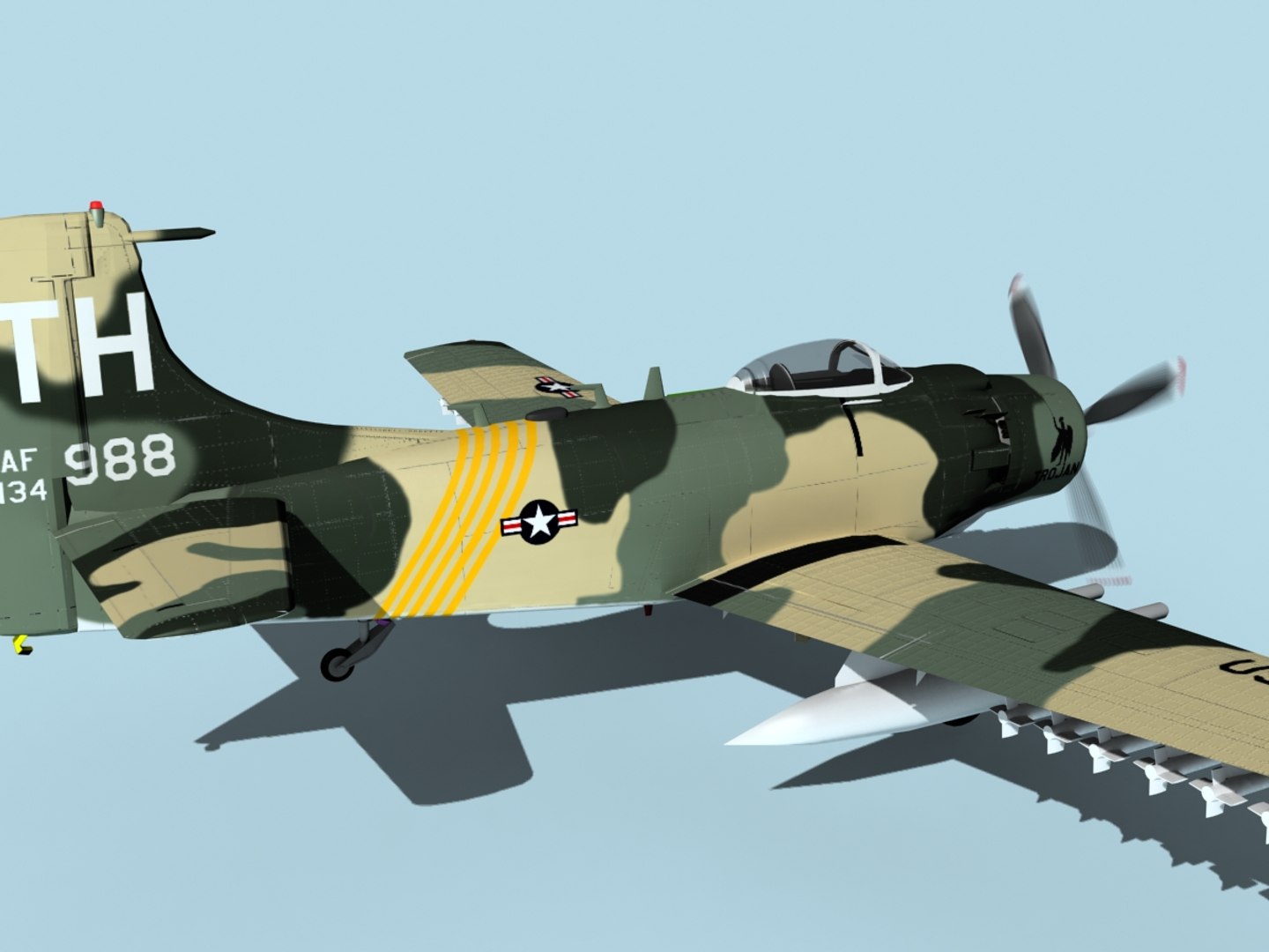 Skyraider Douglas A-1 Usaf 3D Model - TurboSquid 1488641