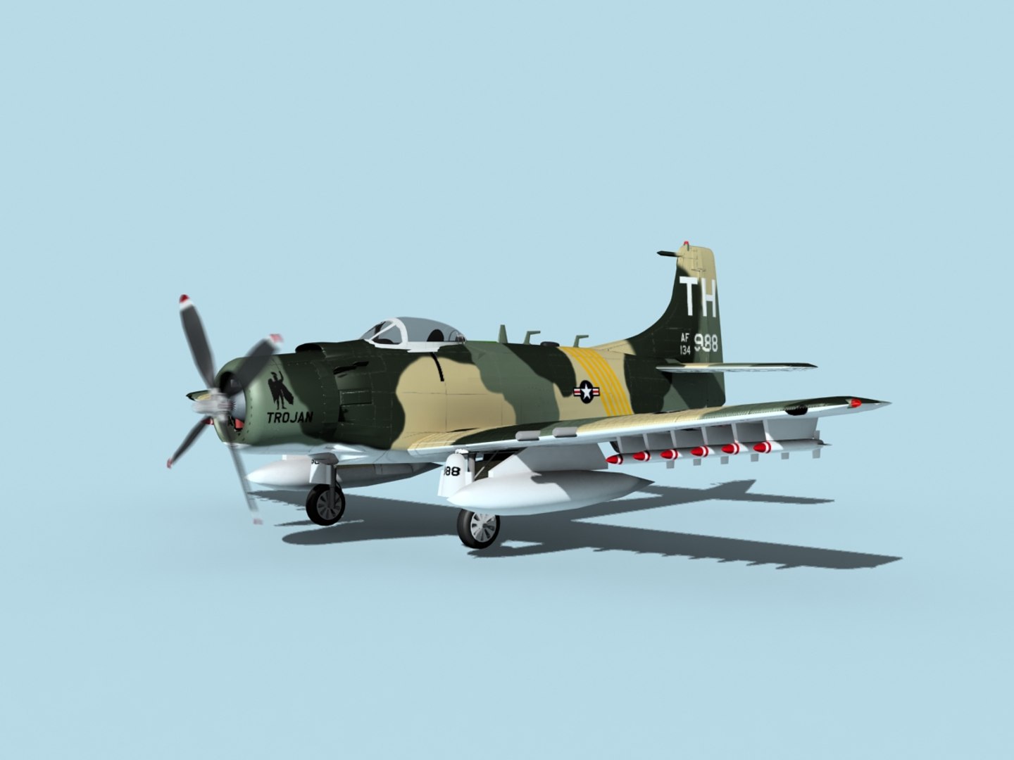 Skyraider Douglas A-1 Usaf 3D Model - TurboSquid 1488641
