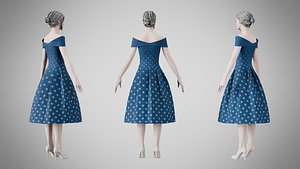 3D Dress 42 Teal Blue model