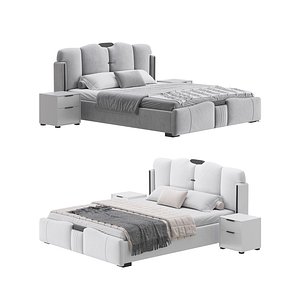 Modern Wingback Bed 3D model