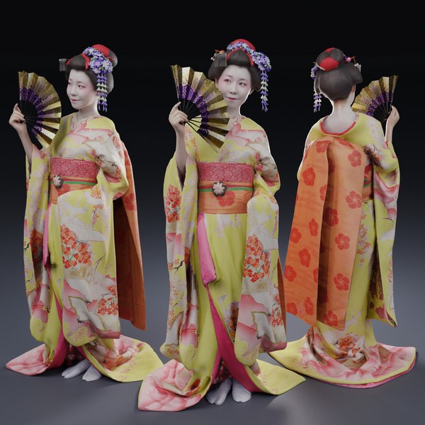 和服姿の舞妓さん3Dモデル - TurboSquid 2050981