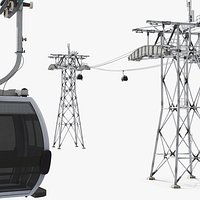 Dual-Tower Gondola Cableway with Two Cabins