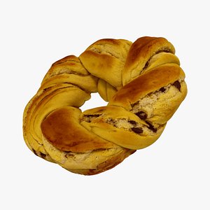 Chocolate Chip Braided Bread - Extreme Definition 3D Scanned model
