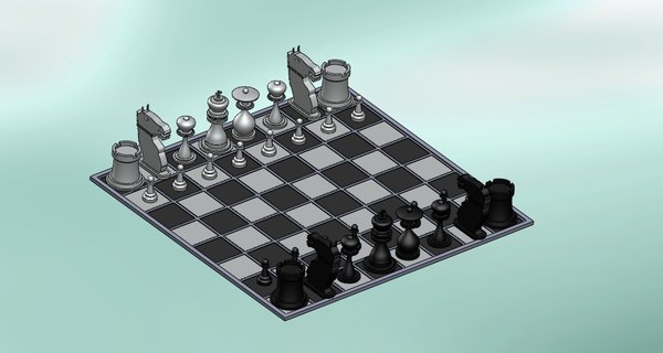 Chess Game (Jogo de Xadrez), 3D CAD Model Library