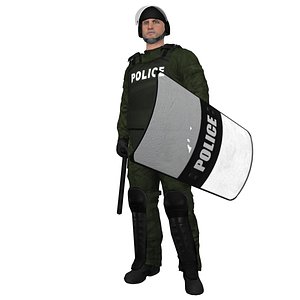 3d model rigged riot police officer