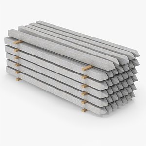 3D Concrete Slabs On Wood Planks model