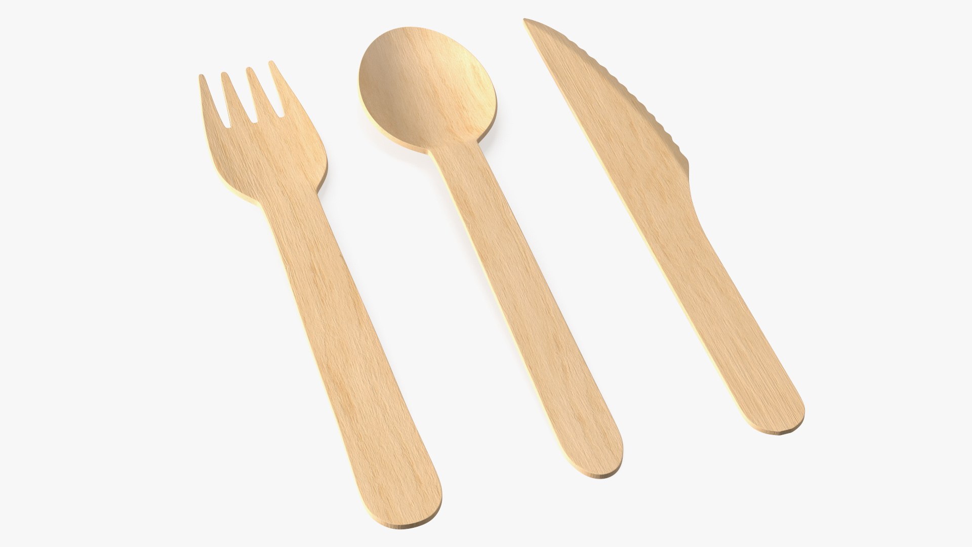 Disposable Wooden Cutlery 3D model preview