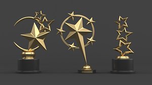 3D Gold Trophy Cups
