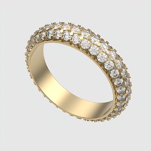 Triple Row Sparkling Pave Ring JDBCo 3D model
