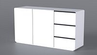 Low Poly white 2 door 3 drawers dresser 3D Model StemCell certified 4K PBR Textures