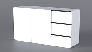 Low Poly white 2 door 3 drawers dresser 3D Model StemCell certified 4K PBR Textures