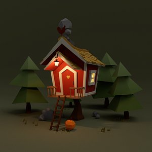 scenerio house trees 3d 3ds