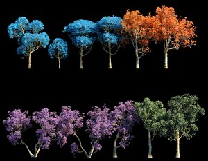 spring trees pack 3D model