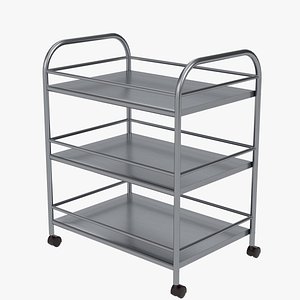 Stainless steel utility trolley 3D model