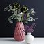 pink white vases flowers plants 3d model