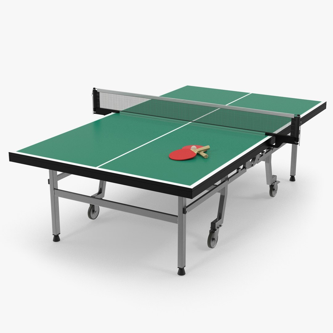 Ping Pong Table with Paddle Generic 3D model preview