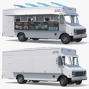 3D Solar Roof Snack Truck with Interior White Rigged for Maya model