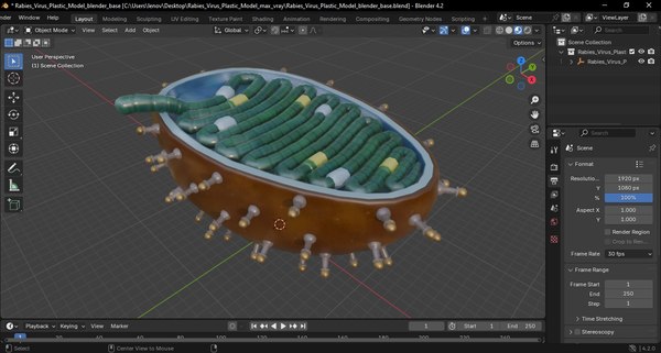 modelo 3d Modelo de plástico del virus de la rabia - TurboSquid 2386277