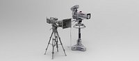 Professional Studio Broadcast Cameras 3D Model  Tripod Camera  Pedestal TV Camera PBR Game Asset
