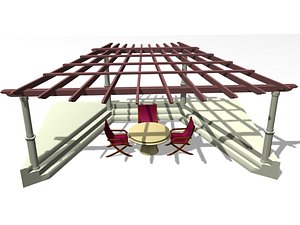 3d model pergola table seats