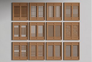 12 Styles Double Panel Chinese Classical Wooden Lattice Window Pack New Oriental Facade Decor Grille model