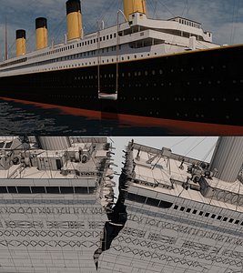 RMS Titanic with fracture detail 3D