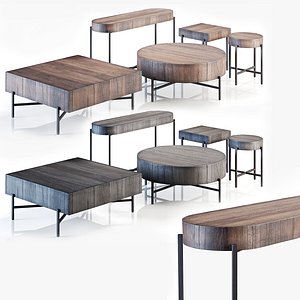 rustic solid tables - 3D model