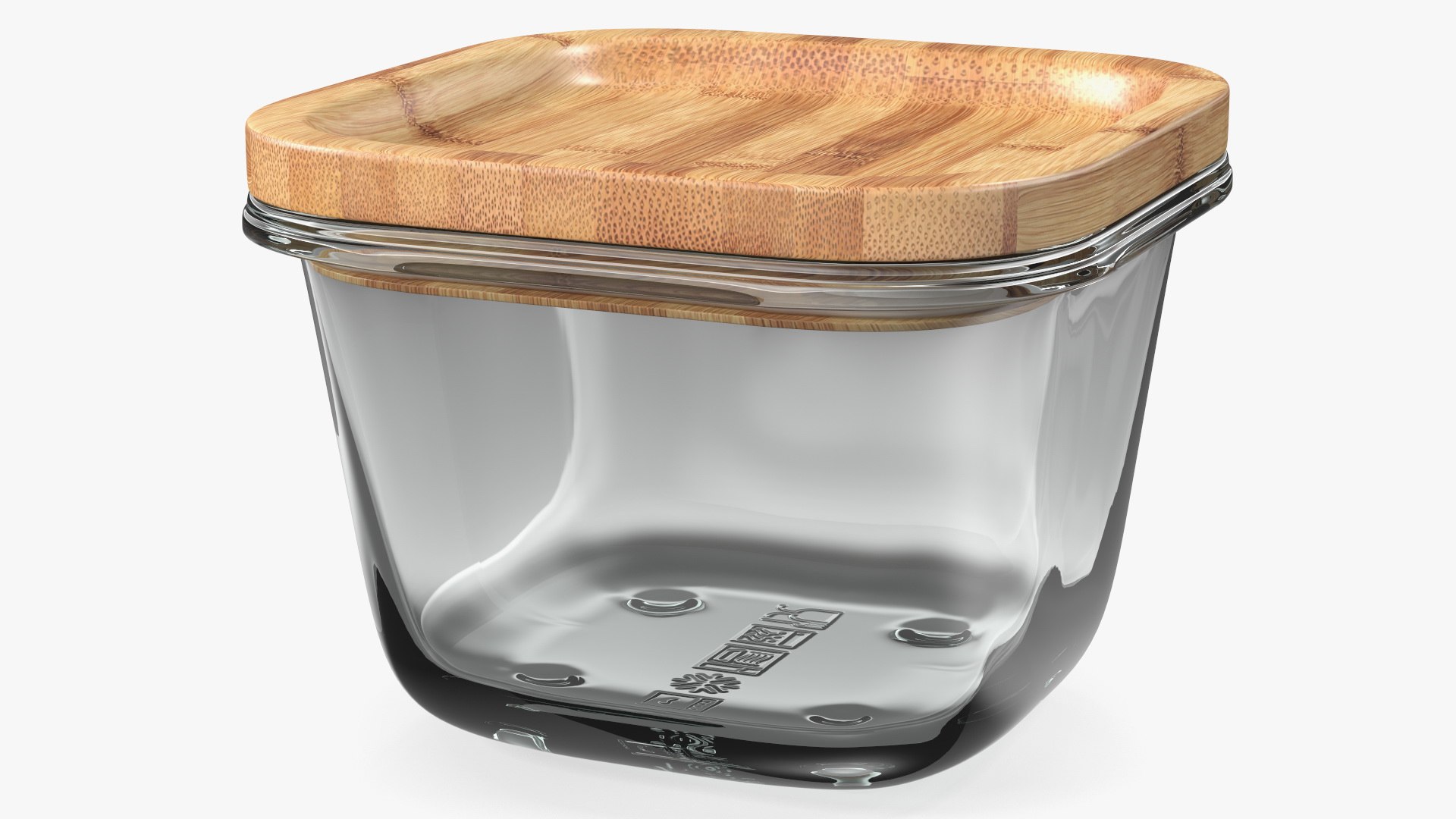 Glass Food Storage Container with Bamboo Lid 160ml 3D model preview