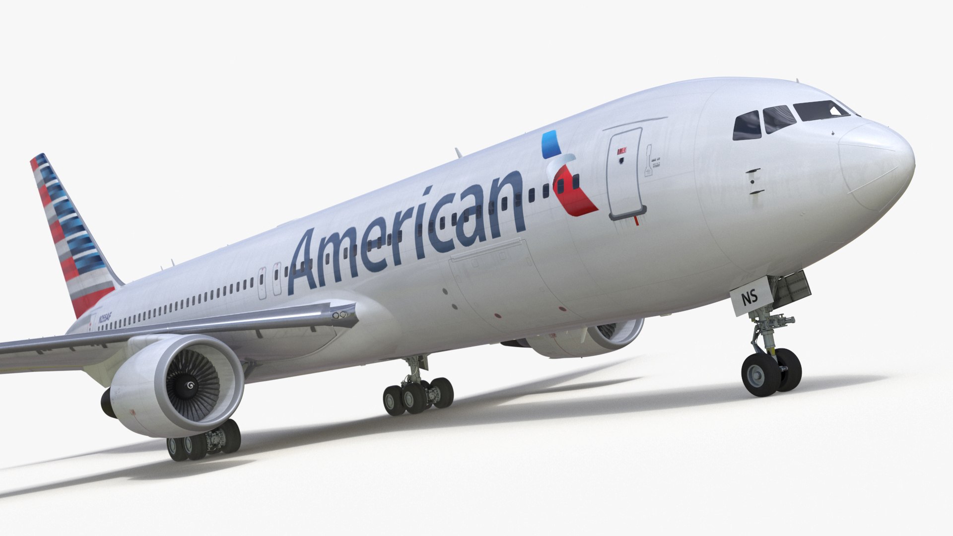 American Airlines Boeing 767-300 Rigged 3D model preview