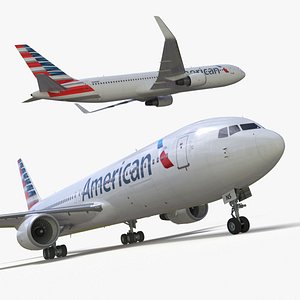 American Airlines Boeing 767-300 Rigged 3D model