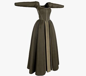 3D Medieval Dress Style 5 Brown model