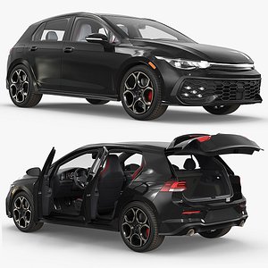 Compact Turbo Hatchback Car Black 3D model