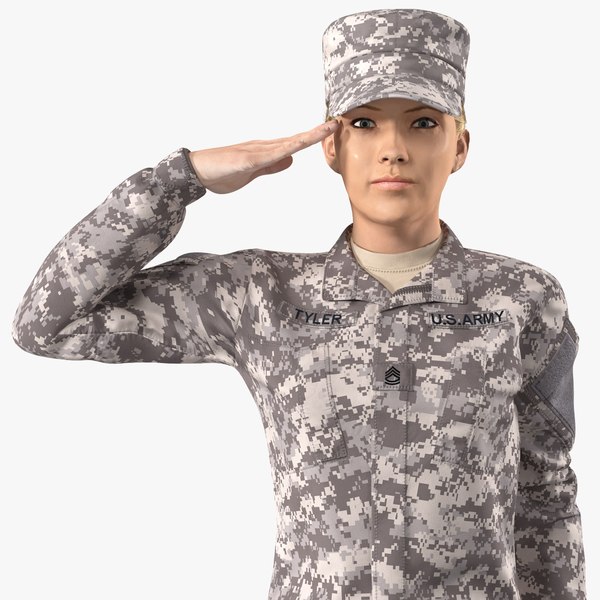 female soldier military acu 3D model