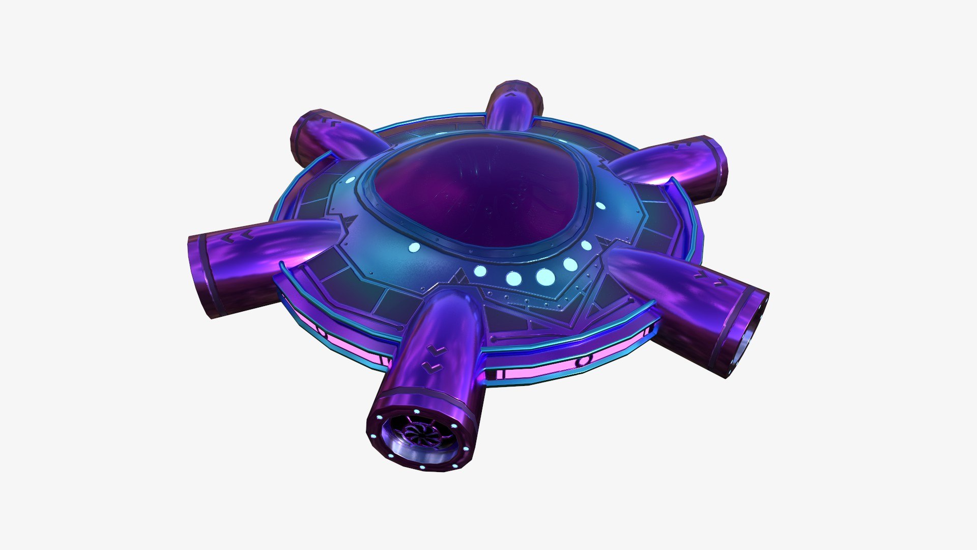 3D Alien Spaceship UFO J04 Purple Blue - Sci Fi Spacecraft Design Model ...