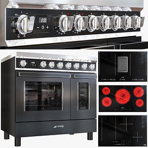 3D model smeg range and cooktop