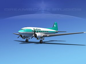 3d model dc-3 airliners douglas
