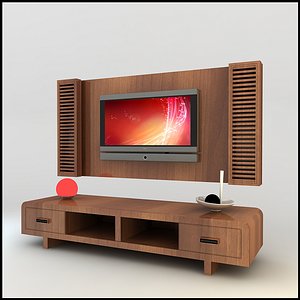 3d model modern tv wall unit