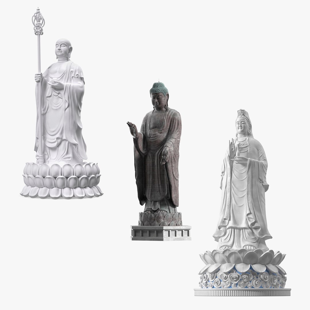 Buddha Statues Collection 4 3D model preview