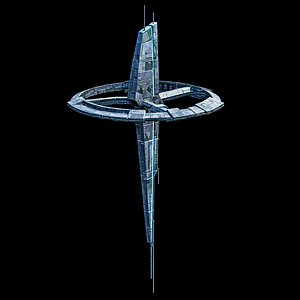 3D Dagger Space Station VR AR sci fi Low-poly model