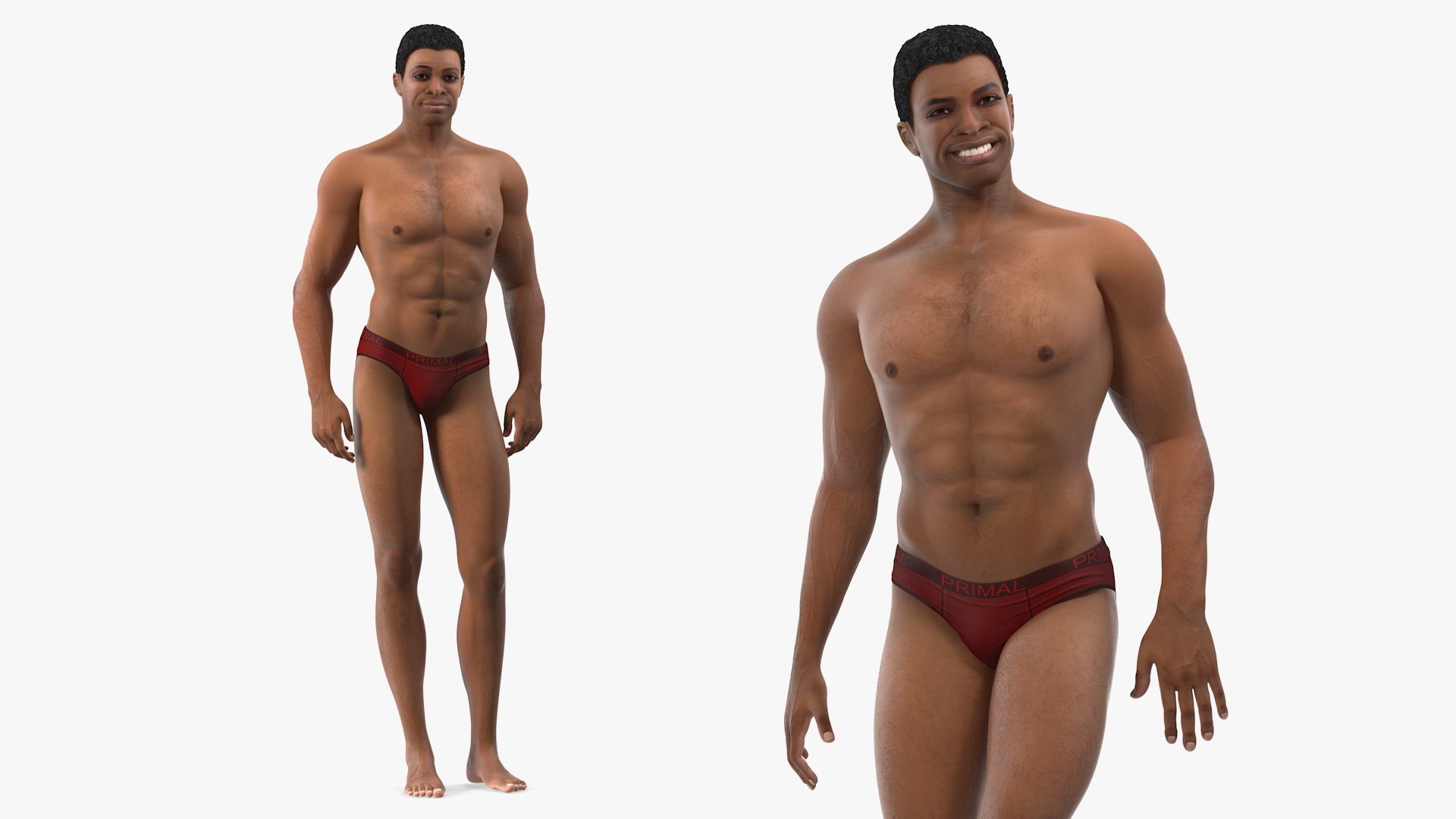 Light Skin Black Man Rigged for Maya 3D model preview